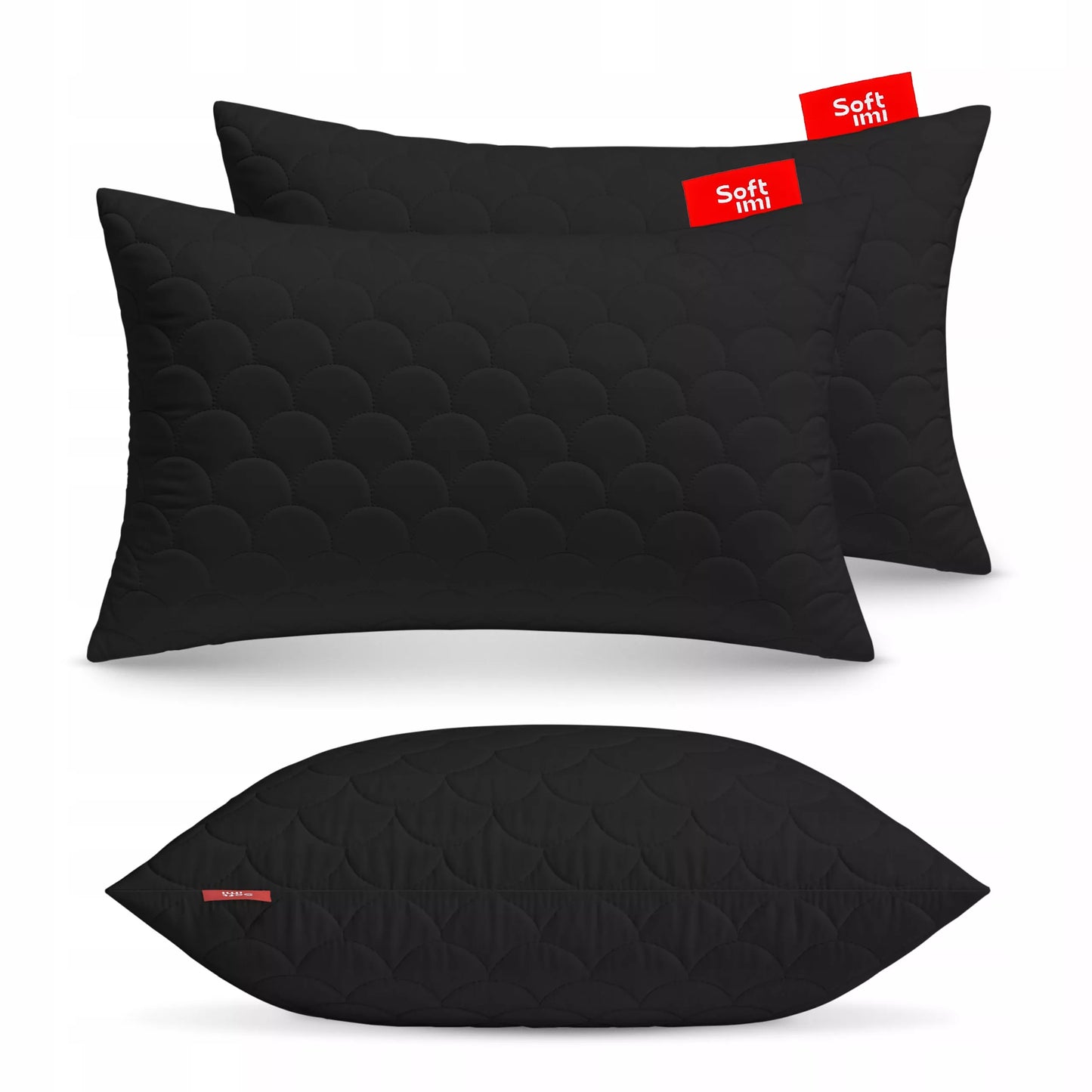 Antialerginė pagalvė 2 x 50x70 cm, miego komplektas, dygsniuota, juoda, Lenkija