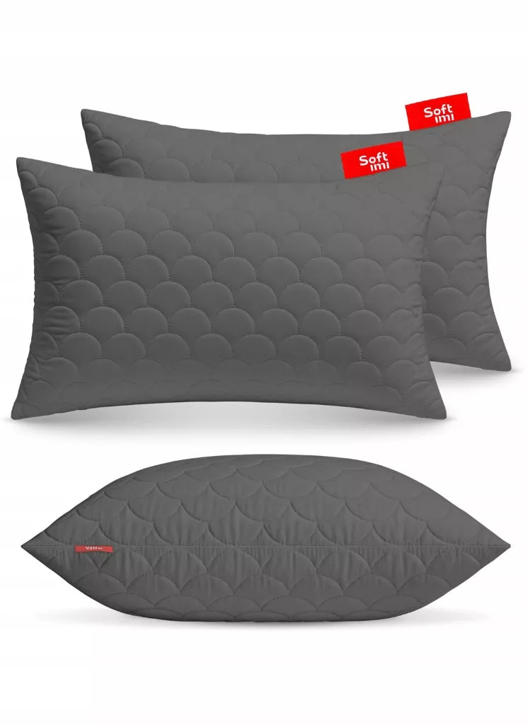 Antialerginė pagalvė 2x50x70cm miego komplektas dygsniuota pilka iš Lenkijos