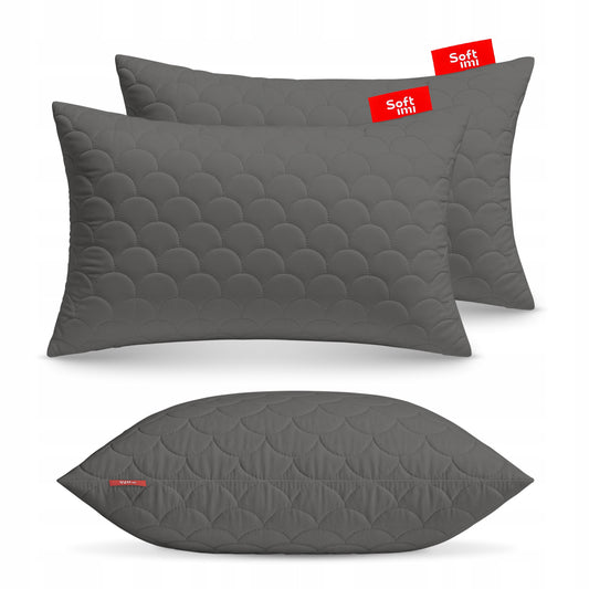 Antialerginė pagalvė 2x50x70cm miego komplektas dygsniuota pilka iš Lenkijos