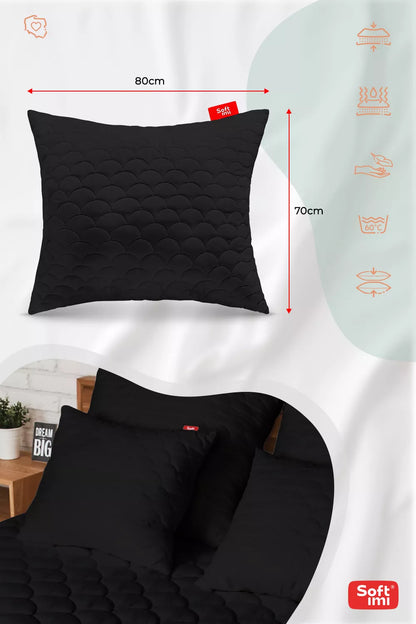 Antialerginė pagalvė 2x70x80 cm Miego komplektas Dygsniuota Juoda Lenkiška