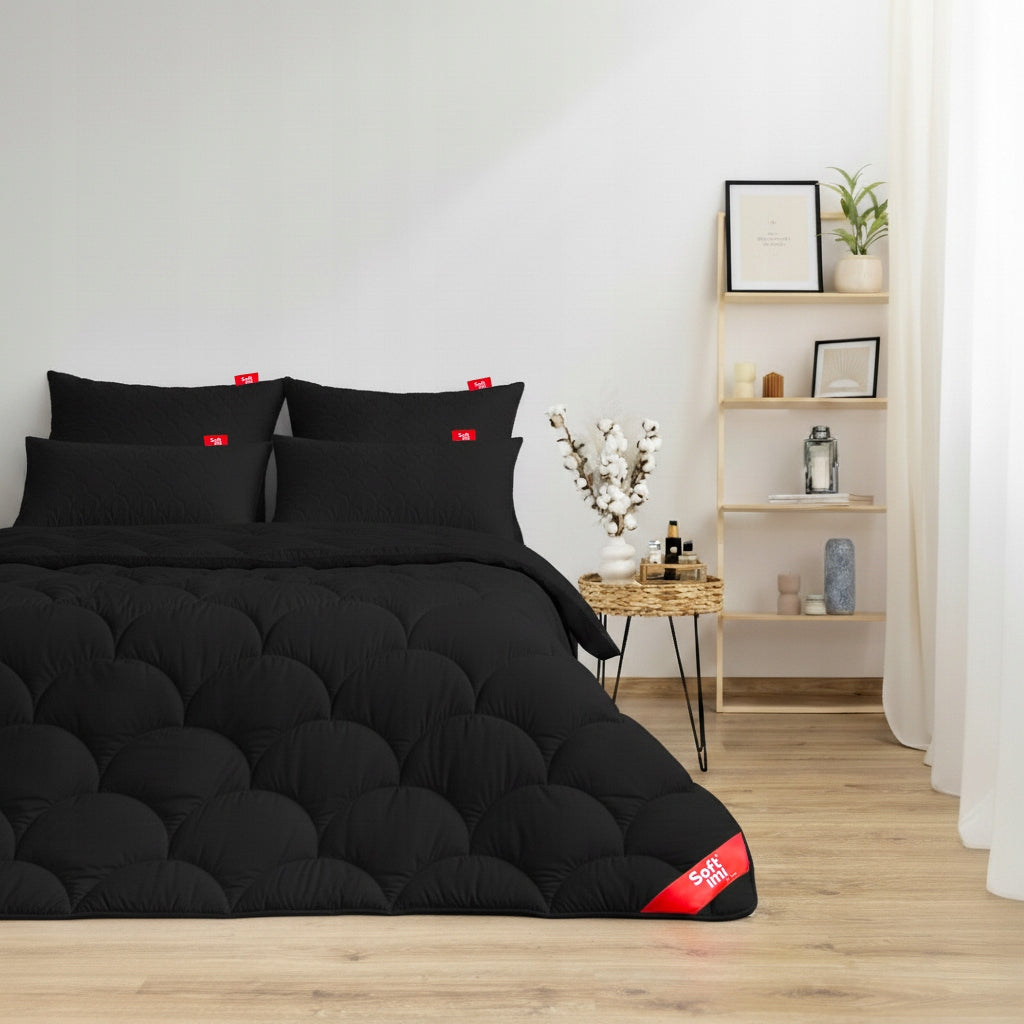 Antialerginė pagalvė 2x70x80 cm Miego komplektas Dygsniuota Juoda Lenkiška