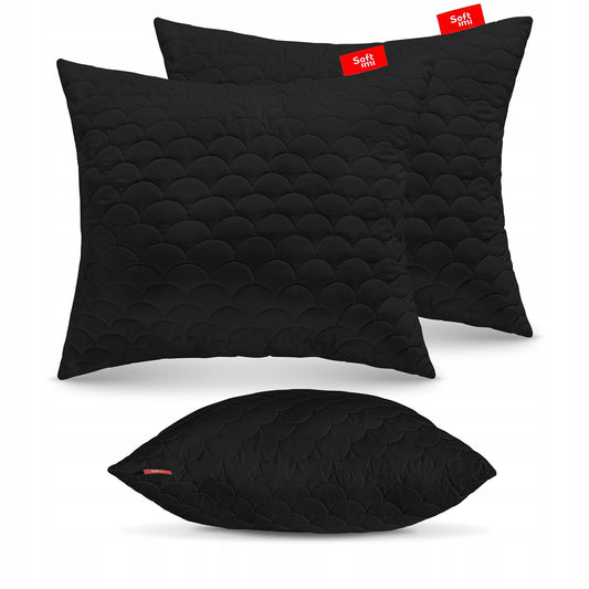 Antialerginė pagalvė 2x70x80 cm Miego komplektas Dygsniuota Juoda Lenkiška