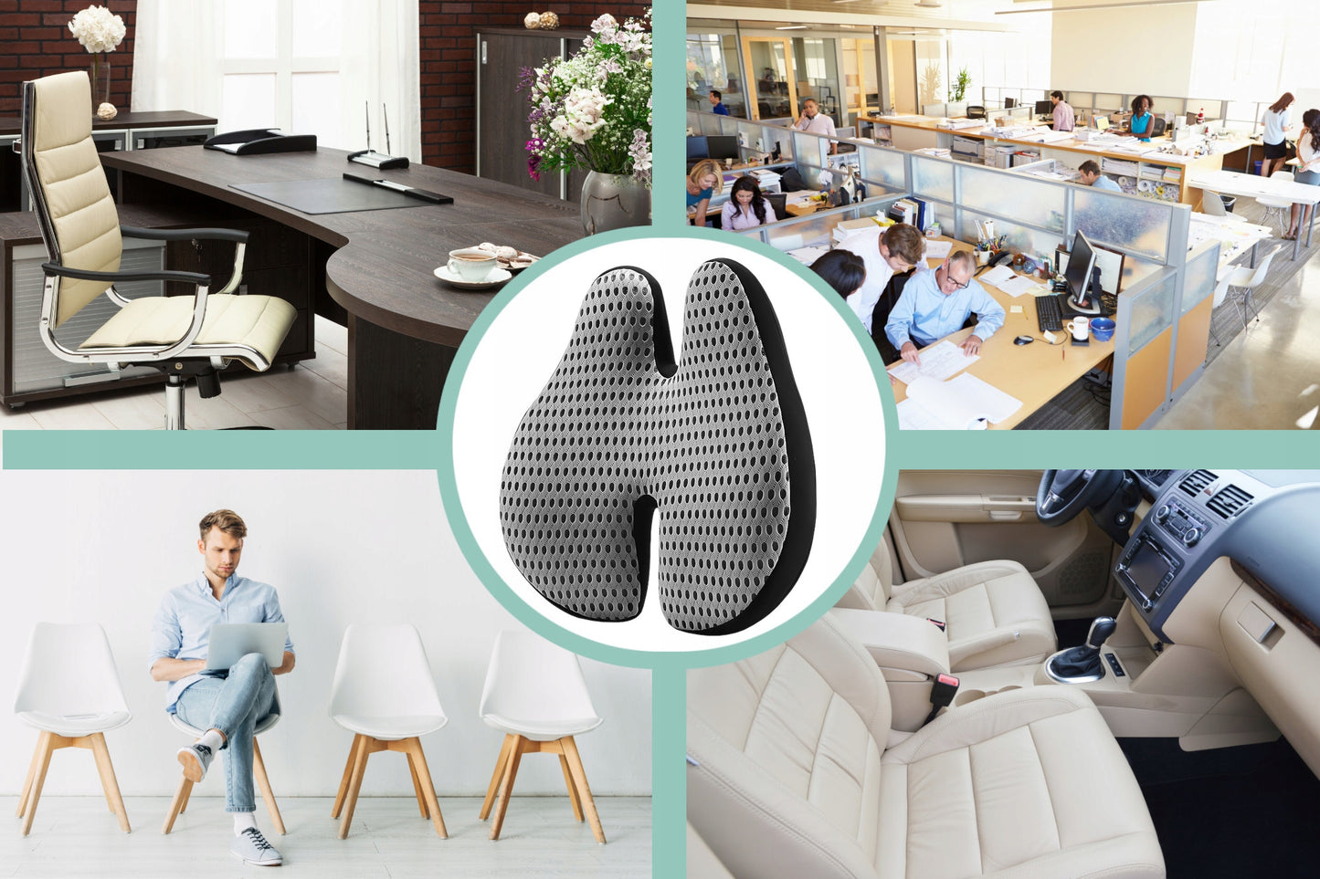 Ortopediška juosmens pagalvėlė automobiliui, biurui ant sėdynės, kėdės