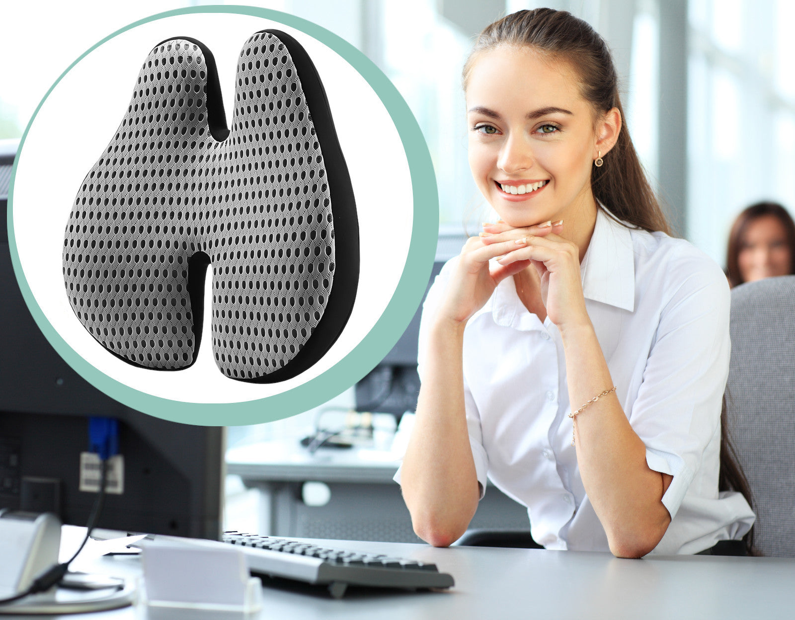 Ortopediška juosmens pagalvėlė automobiliui, biurui ant sėdynės, kėdės