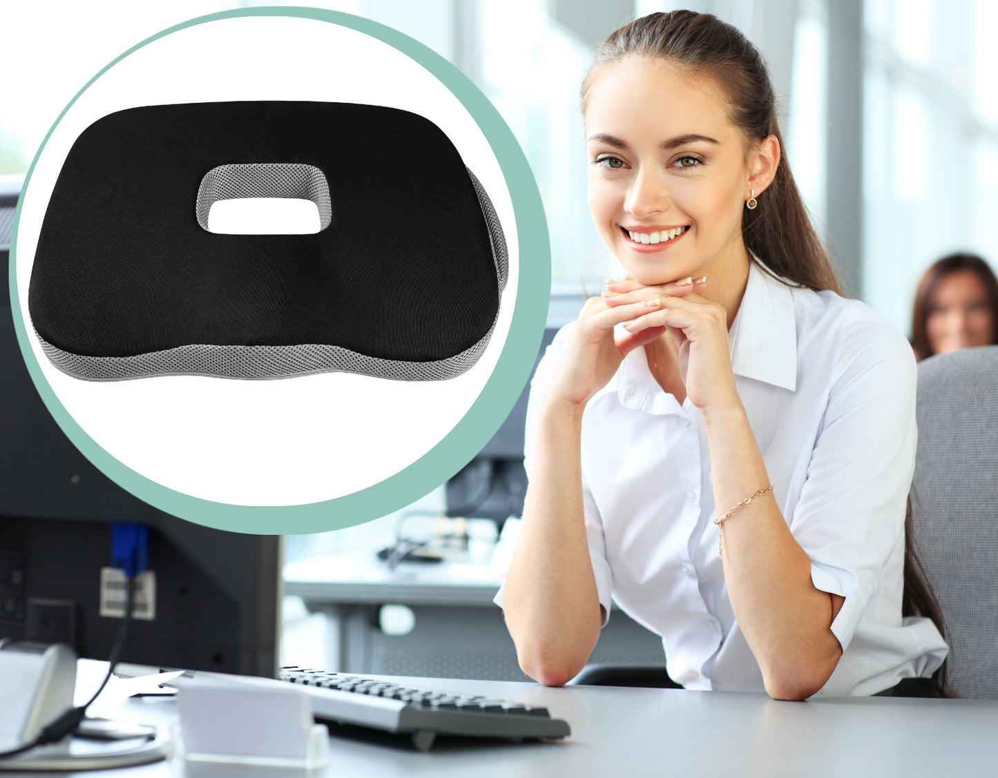 Ortopedinė pagalvėlė automobiliui, kėdei, sėdėjimui su „memory“ putomis