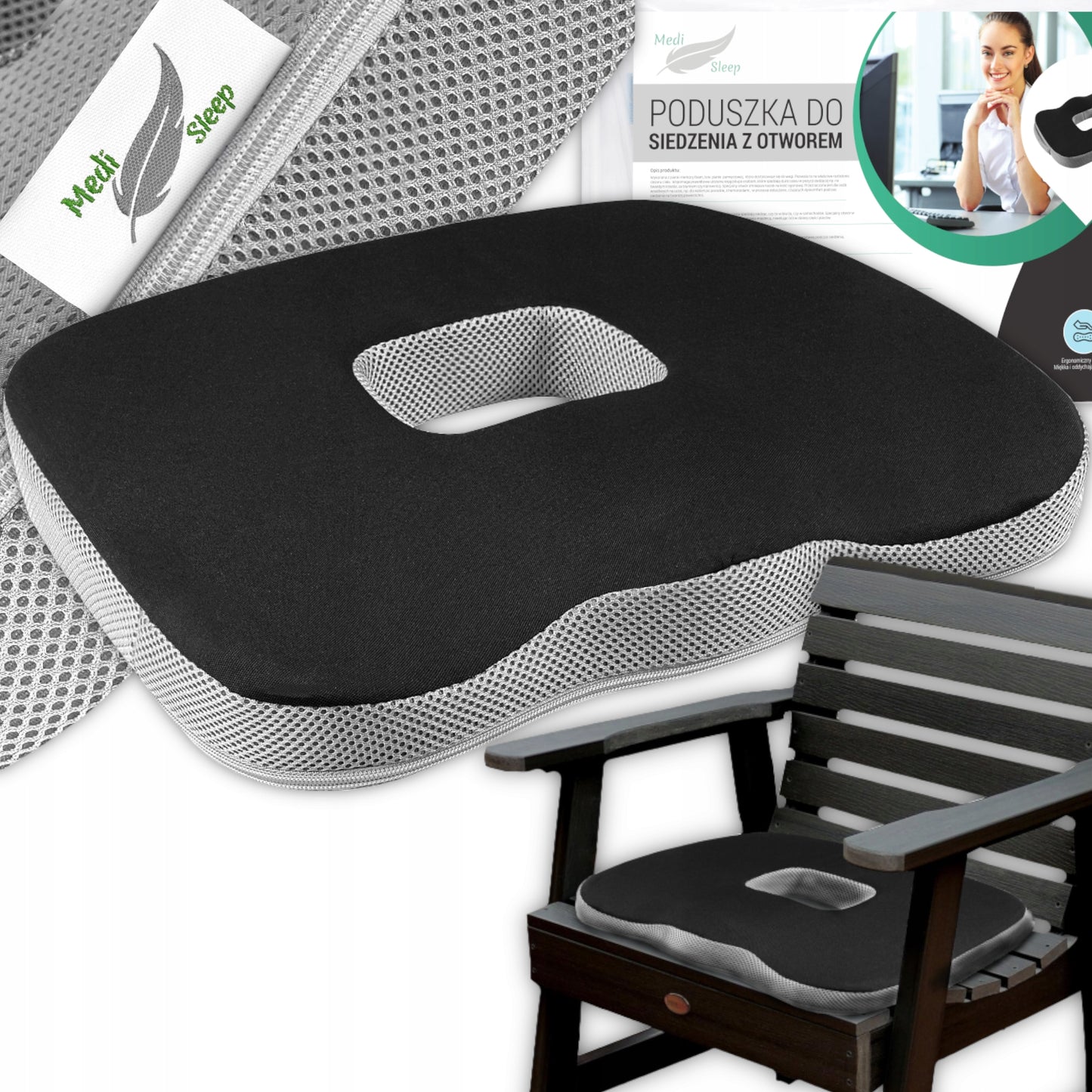 Ortopedinė pagalvėlė automobiliui, kėdei, sėdėjimui su „memory“ putomis