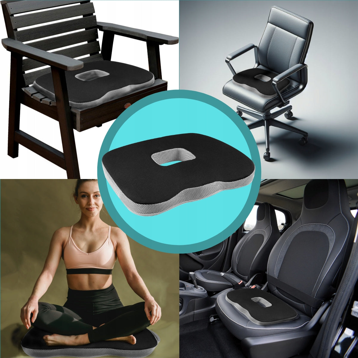 Ortopedinė pagalvėlė automobiliui, kėdei, sėdėjimui su „memory“ putomis