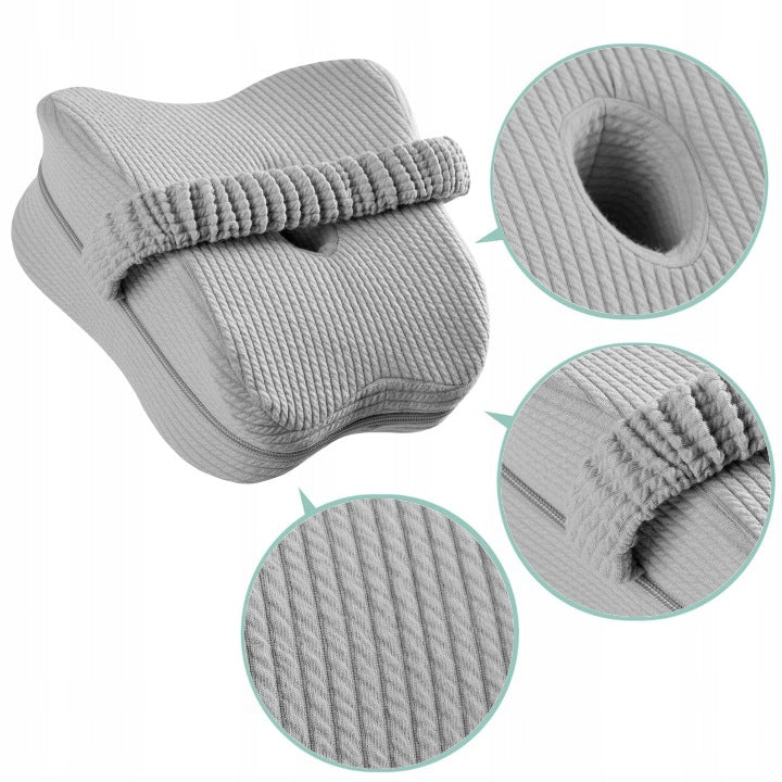 Ortopedinė miego pagalvė memory, pleištas po kojomis tarp kelių, pilka