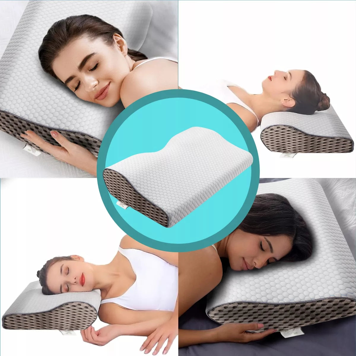 Profiluota ortopedinė pagalvė miegui ant šono ir pilvo, „Medi Sleep“, „Memory“ putos
