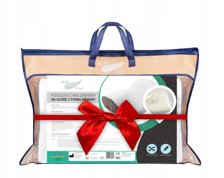 Ortopedinė pagalvė šoniniam ir pilvo miegui, profiliuota iš memory putų.