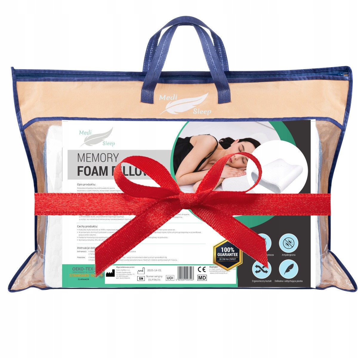 Ortopedinė pagalvė šoniniam miegui, profiliuota, reikliems, su memory putomis