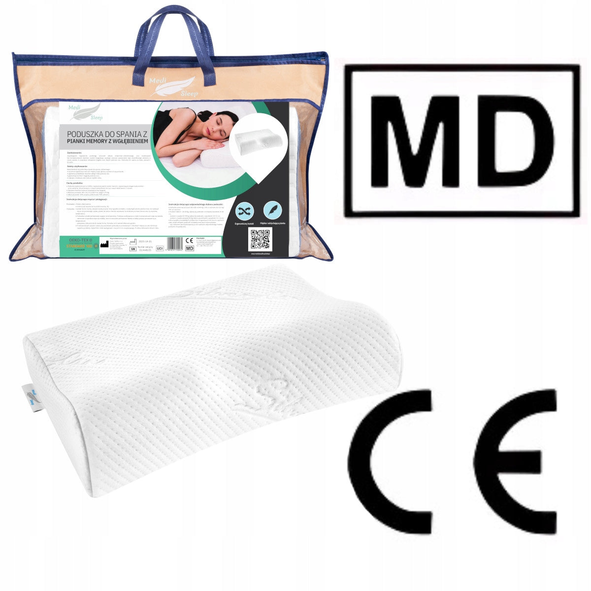 Ortopedinė profiliuota pagalvė miegui su įdubimu,