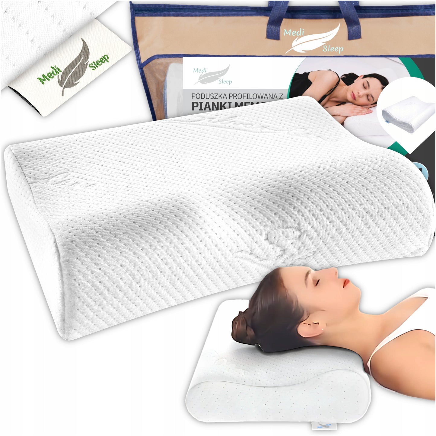 Ortopedinė profiliuota pagalvė miegui su įdubimu,