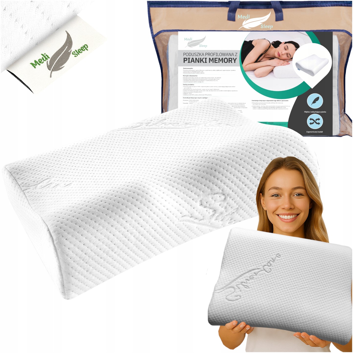 Ortopedinė profiliuota pagalvė miegui su įdubimu,