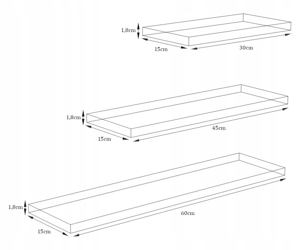 Sieninė pakabinama lentyna, 3 vnt. komplektas, Artisan ąžuolo spalvos, su kaiščiais