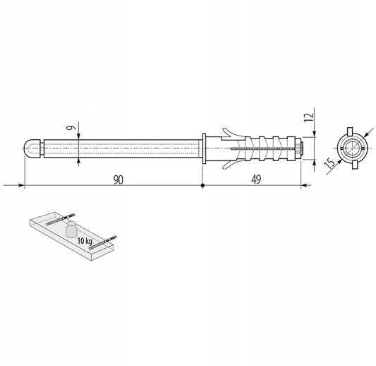 Sieninė baldų lentyna, pakabinama, 3 vnt. komplektas, Ąžuolas Kraft Baltas + kaiščiai