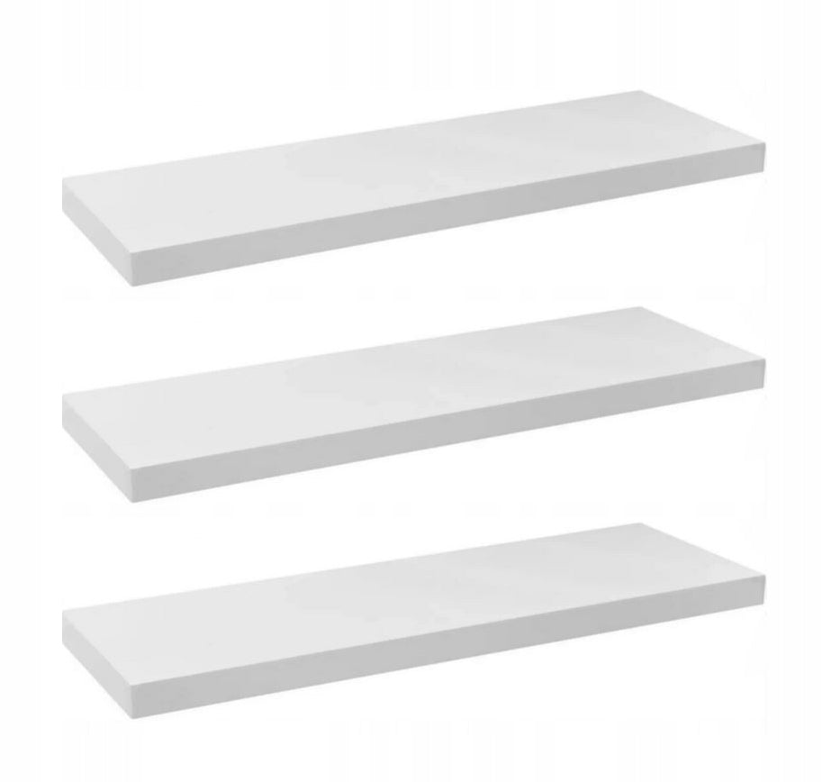 Pakabinama sieninė lentyna 50 cm, balta, komplektas 3 vnt.