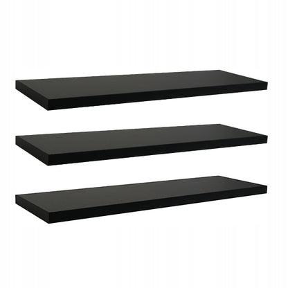 Pakabinama sieninė lentyna 50 cm, juoda, 3 vnt. komplektas