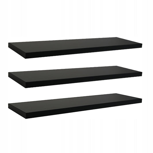 Pakabinama sieninė lentyna 50 cm, juoda, 3 vnt. komplektas