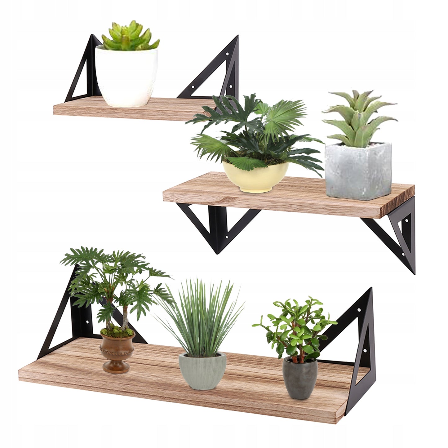 Pakabinama metalinė loft stiliaus lentyna ant sienos, 3 vnt.