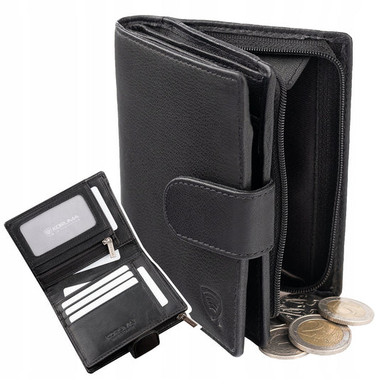 Vyriška odinė piniginė su RFID BLOCK apsauga nuo kortelių vagysčių, su užtrauktuku - KORUMA