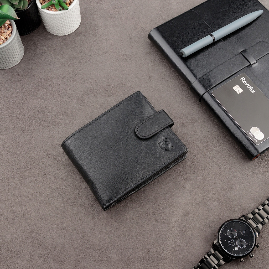 Vyriška odinė piniginė su užtrauktuku, monetų skyriumi, APSAUGA nuo vagysčių su RFID kortelėmis / KORUMA