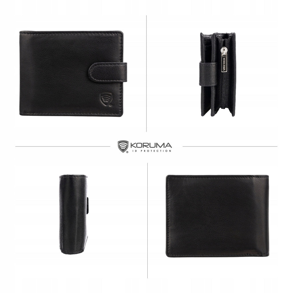 Vyriška odinė piniginė su užtrauktuku, monetų skyriumi, APSAUGA nuo vagysčių su RFID kortelėmis / KORUMA