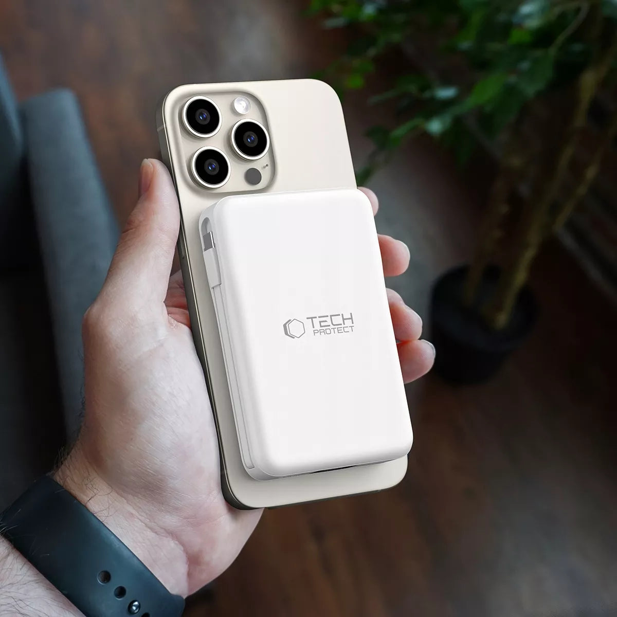 POWER BANK 10000MAH MAGSAFE + LAIDINAS LIGHTNING + TYPE-C skirtas IPHONE / AIRPODS