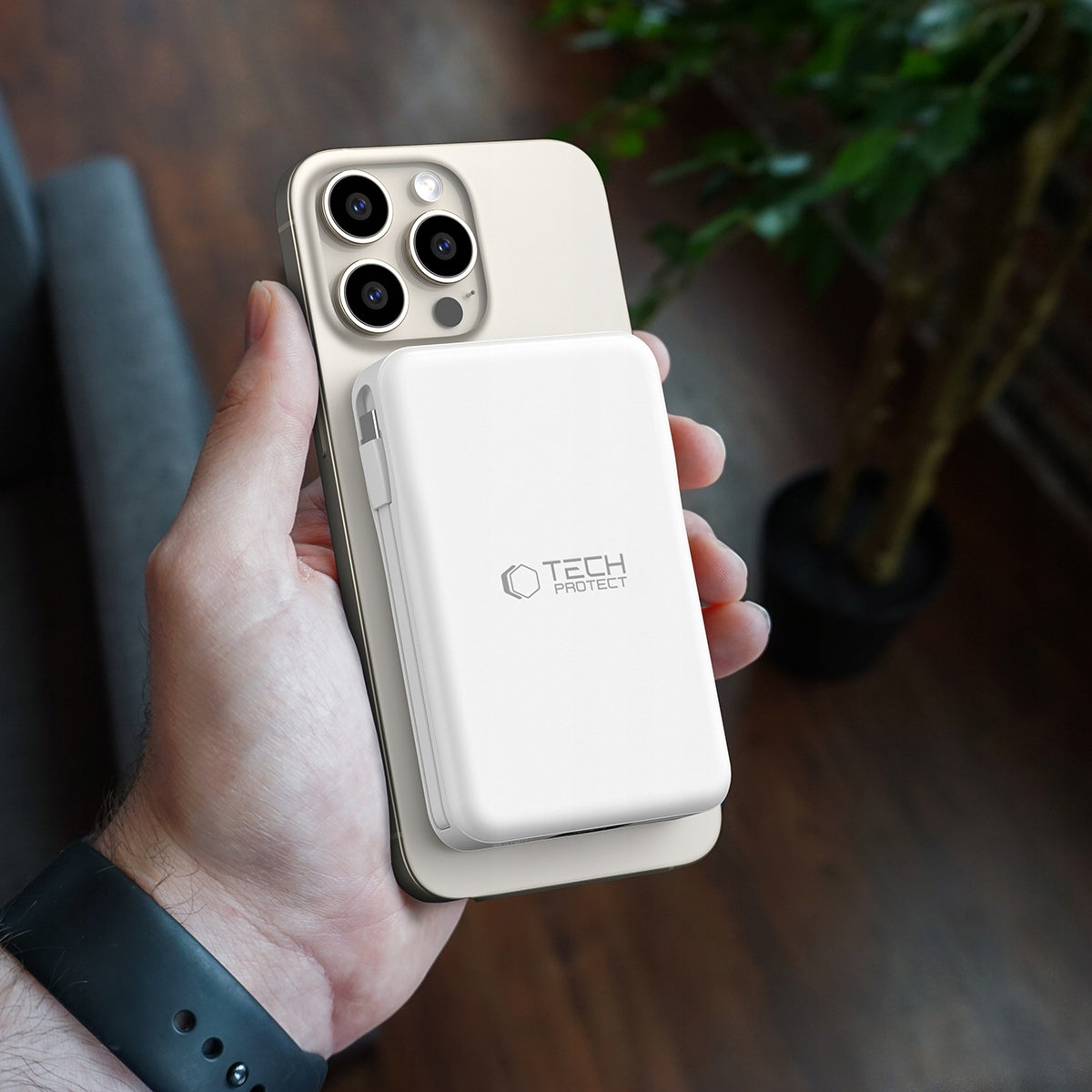 POWER BANK 10000MAH MAGSAFE + LAIDINAS LIGHTNING + TYPE-C skirtas IPHONE / AIRPODS