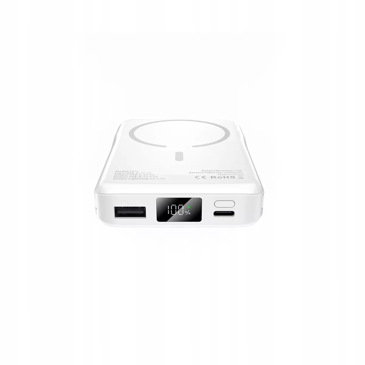 POWER BANK 10000MAH MAGSAFE + LAIDINAS LIGHTNING + TYPE-C skirtas IPHONE / AIRPODS