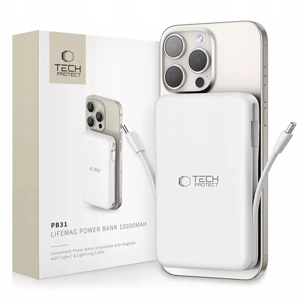 POWER BANK 10000MAH MAGSAFE + LAIDINAS LIGHTNING + TYPE-C skirtas IPHONE / AIRPODS