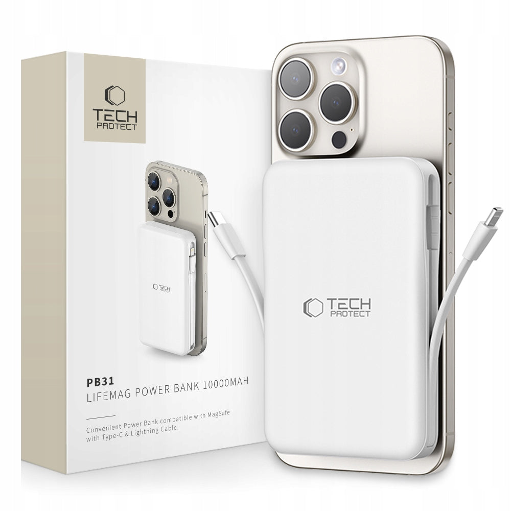 POWER BANK 10000MAH MAGSAFE + LAIDINAS LIGHTNING + TYPE-C skirtas IPHONE / AIRPODS