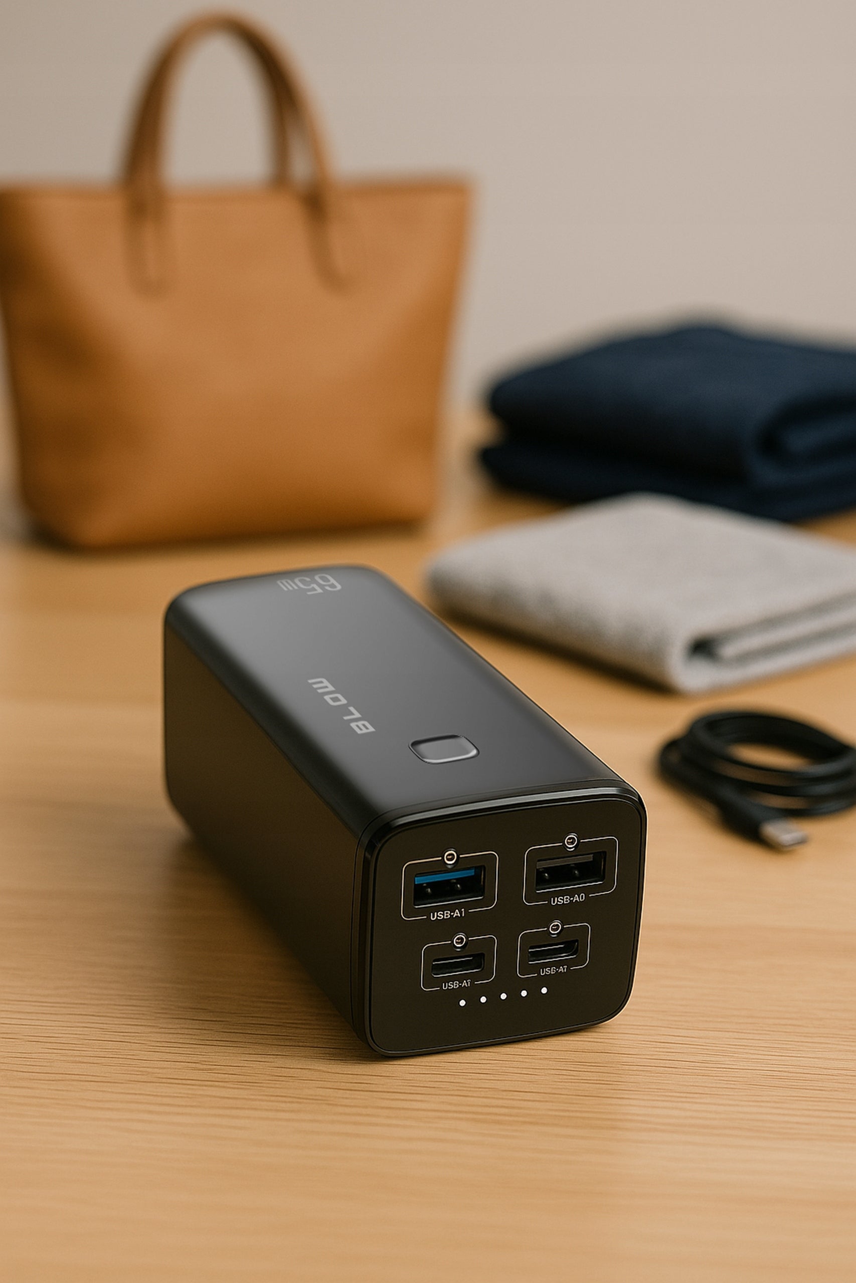 POWERBANK 20000 mAh 65W QC3.0 PD USB-C POWER BANK NEŠIOJAMAM KOMPIUTERIUI STIPRUS KELIONĖMS