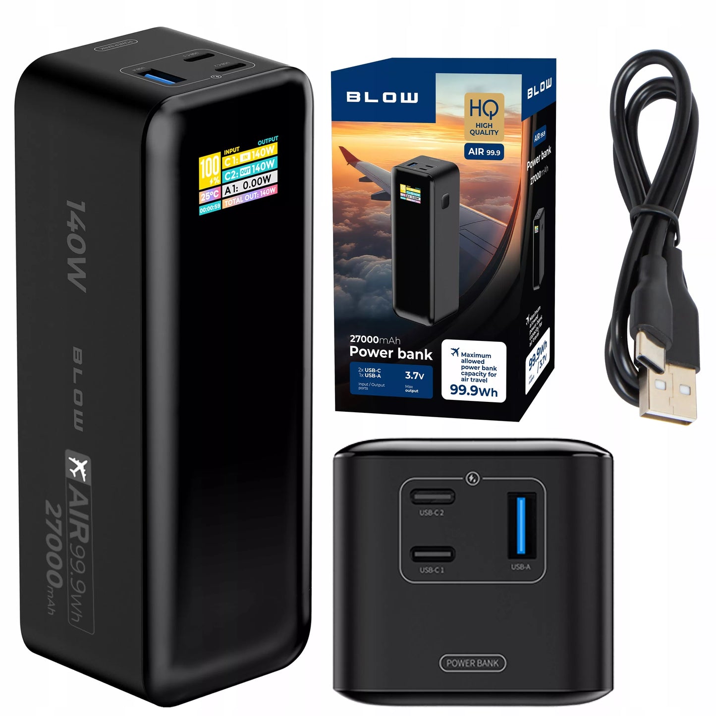 POWERBANK 27000 mAh 140W QC PD USB-C LCD POWER BANK SKIRKITE Janis LAPTOPUI