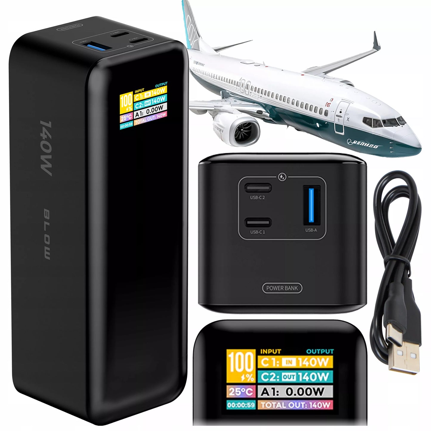 POWERBANK 27000 mAh 140W QC PD USB-C LCD POWER BANK SKIRKITE Janis LAPTOPUI