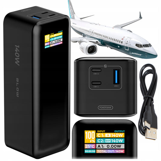 POWERBANK 27000 mAh 140W QC PD USB-C LCD POWER BANK SKIRKITE Janis LAPTOPUI