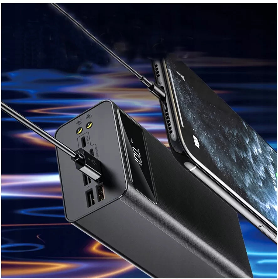 POWERBANK 50000MAH POWER BANK 4XUSB USB-C GALINGAS TURBO ĮKROVIMAS SU ŽIBINTUVĖLIU
