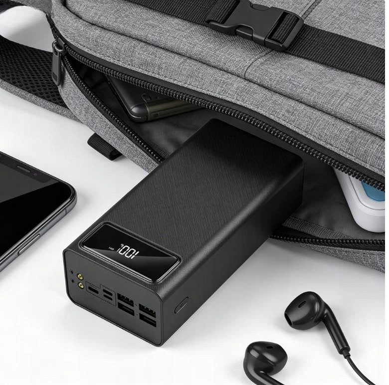 POWERBANK 50000MAH POWER BANK 4XUSB USB-C GALINGAS TURBO ĮKROVIMAS SU ŽIBINTUVĖLIU