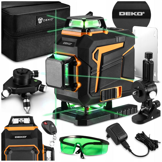 Lazerinis nivelyras 360° plokštumos 4D kryžminis lazeris Pro žalias DEKO