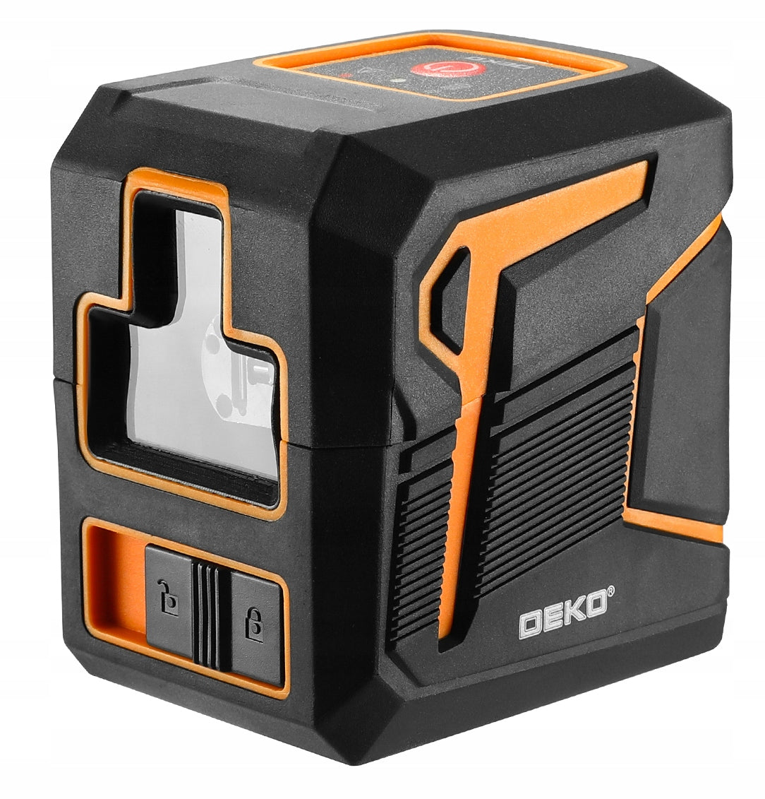 Tikslus žalias kryžminis lazerinis nivelyras su švytuoklės fiksatoriumi DEKO