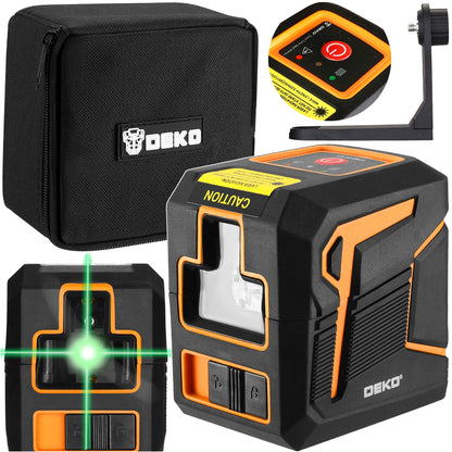 Tikslus žalias kryžminis lazerinis nivelyras su švytuoklės fiksatoriumi DEKO