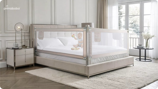 PRIMABOBO CLASSIC 180cm apsauginis lovos barjeras vaikams, aukštas, smėlio spalvos