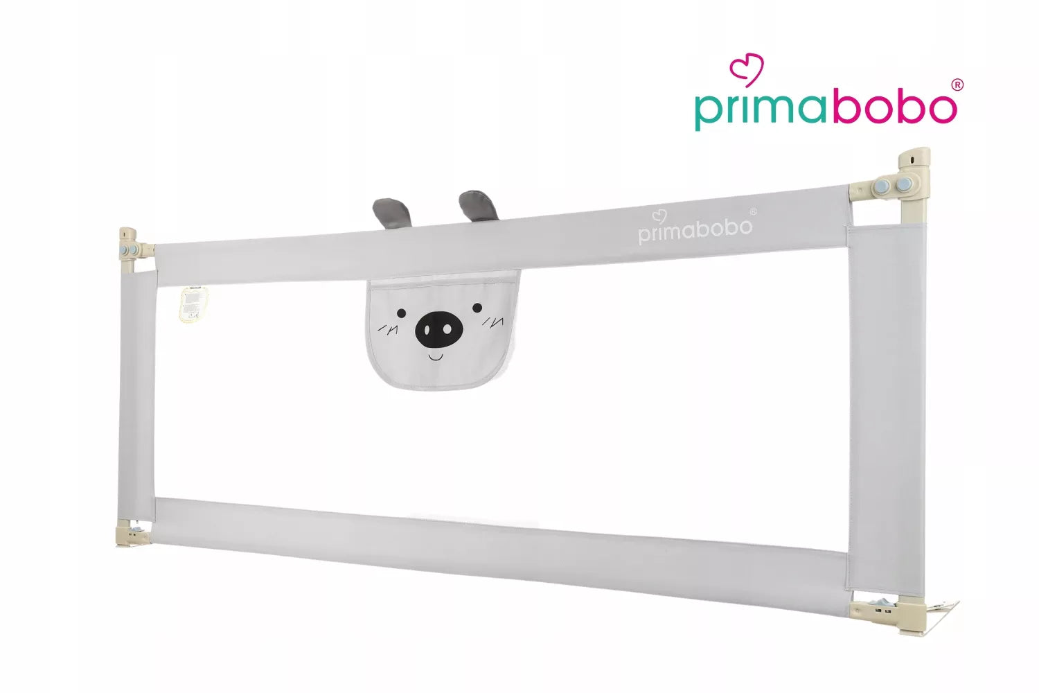 PRIMABOBO Apsauginis lovytės atitvaras PASAKŲ MEŠKINAS 140cm SULANSTOMAS, vaikams PILKAS
