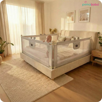 PRIMABOBO Lova apsauginis bortelis MIŚ 160cm SULANKSTOMAS, vaikams PILKAS