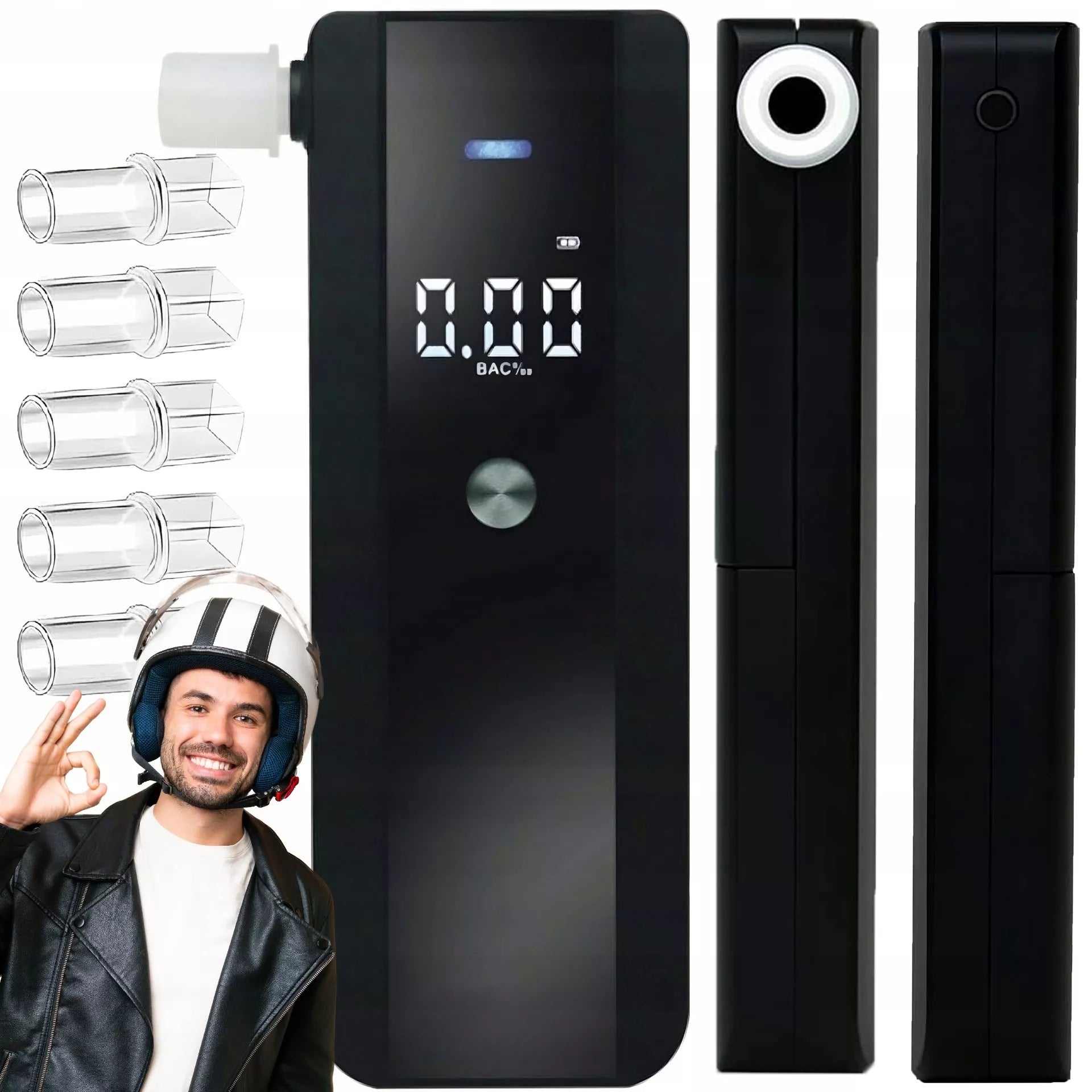 PROFESIONALUS ELEKTRONINIS ALKOMATAS TIKSLUS KALIBRAVIMAS + 5X PUČIAMIEJI PRIPARTUVAI
