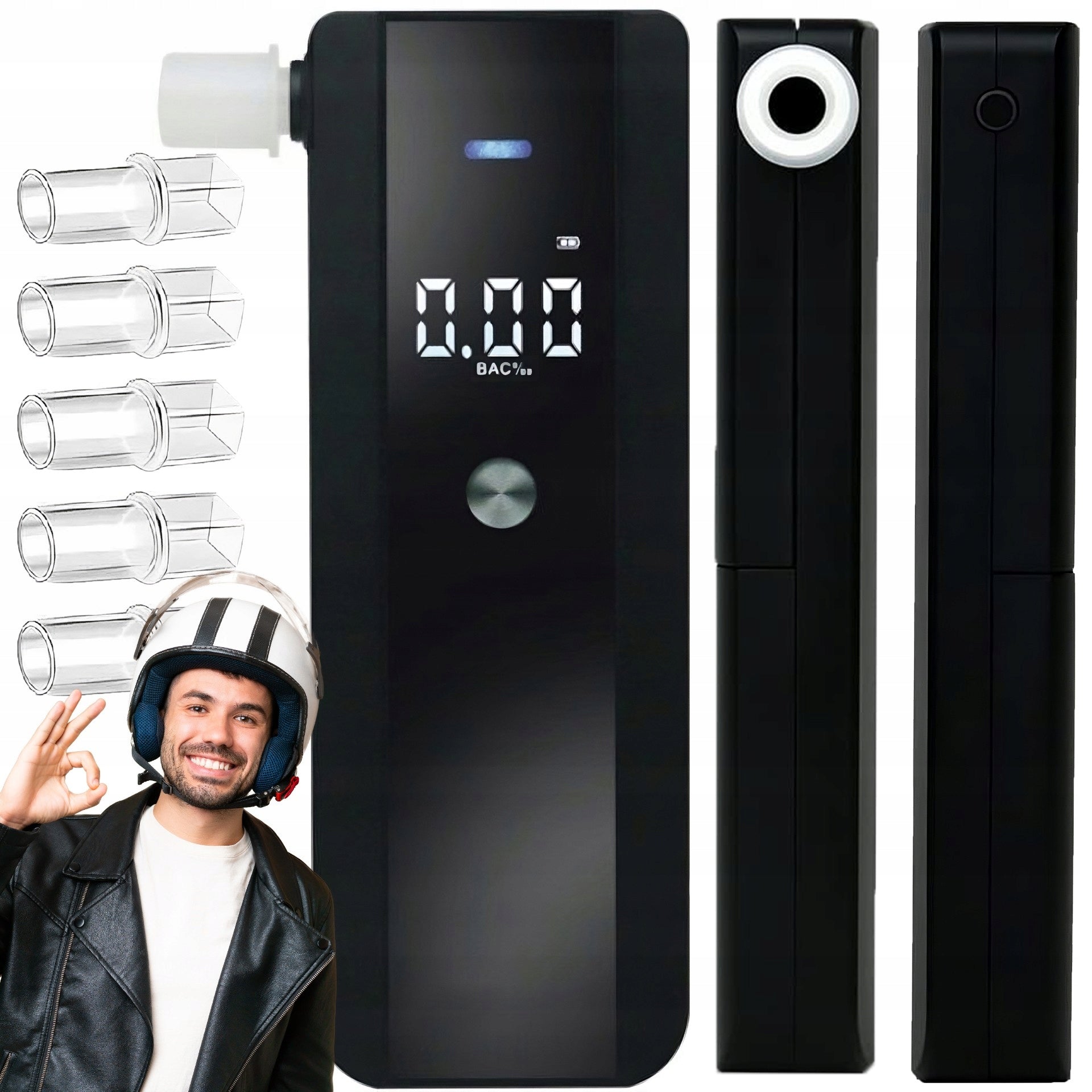 PROFESIONALUS ELEKTRONINIS ALKOMATAS TIKSLUS KALIBRAVIMAS + 5X PUČIAMIEJI PRIPARTUVAI