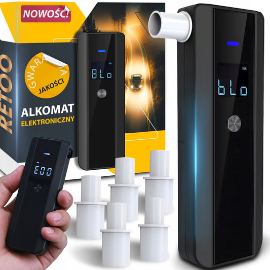 Profesionalus elektroninis alkotesteris, kalibruotas su 5vnt antgalių