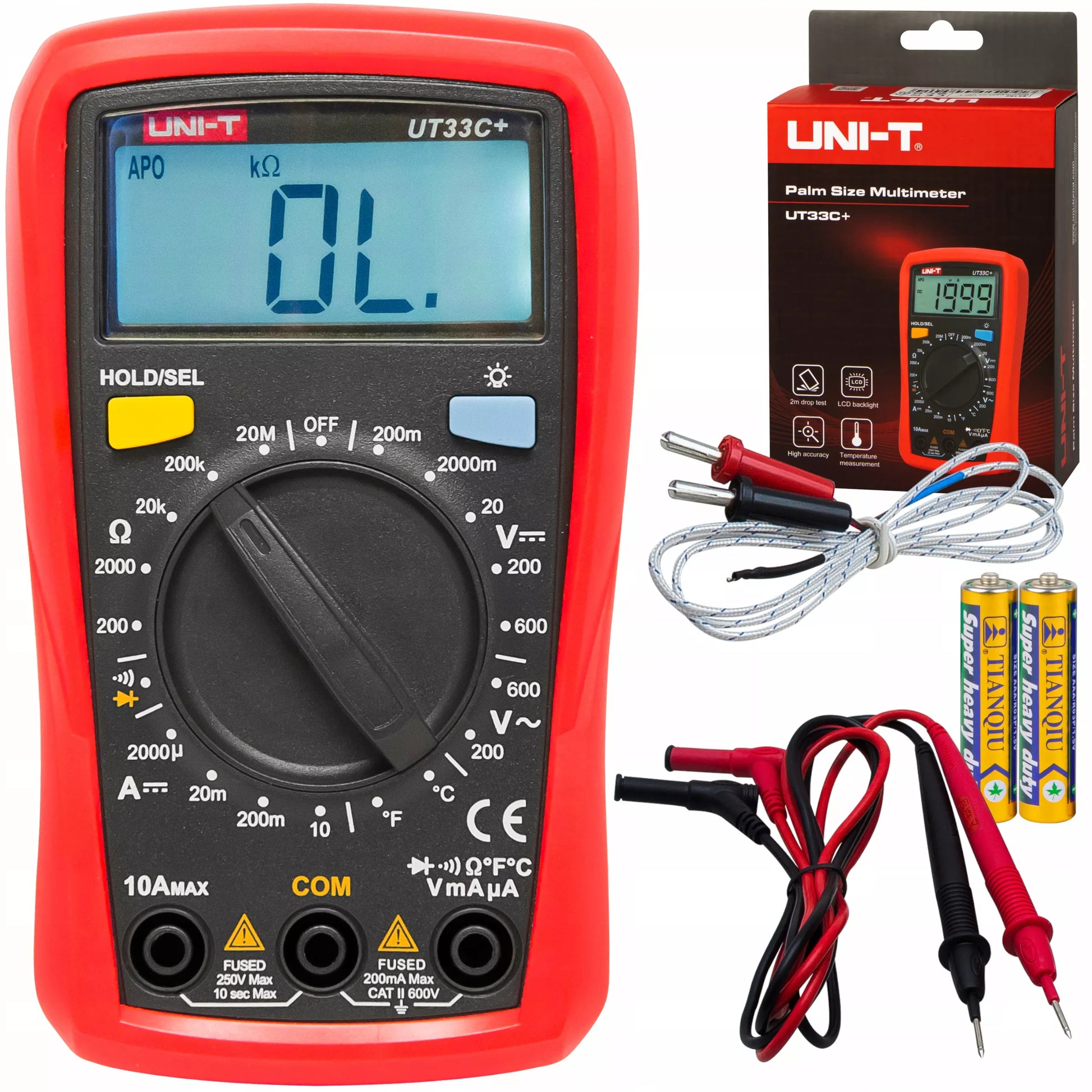 Profesionalus skaitmeninis multimetras srovei ir įtampai matuoti su LCD UNI-T UT33C+