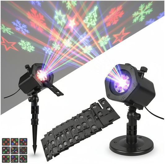 LAUKO KALĖDINIS LAZERINIS PROŽEKTORIUS ANT NAMŲ 12 KORTELIŲ 48 RAŠTAI