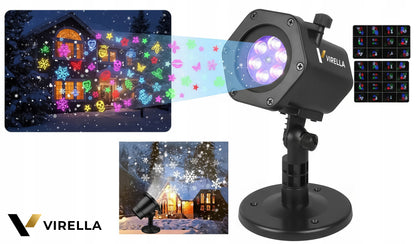 LAUKO KALĖDINIS LAZERINIS PROŽEKTORIUS ANT NAMŲ 12 KORTELIŲ 48 RAŠTAI